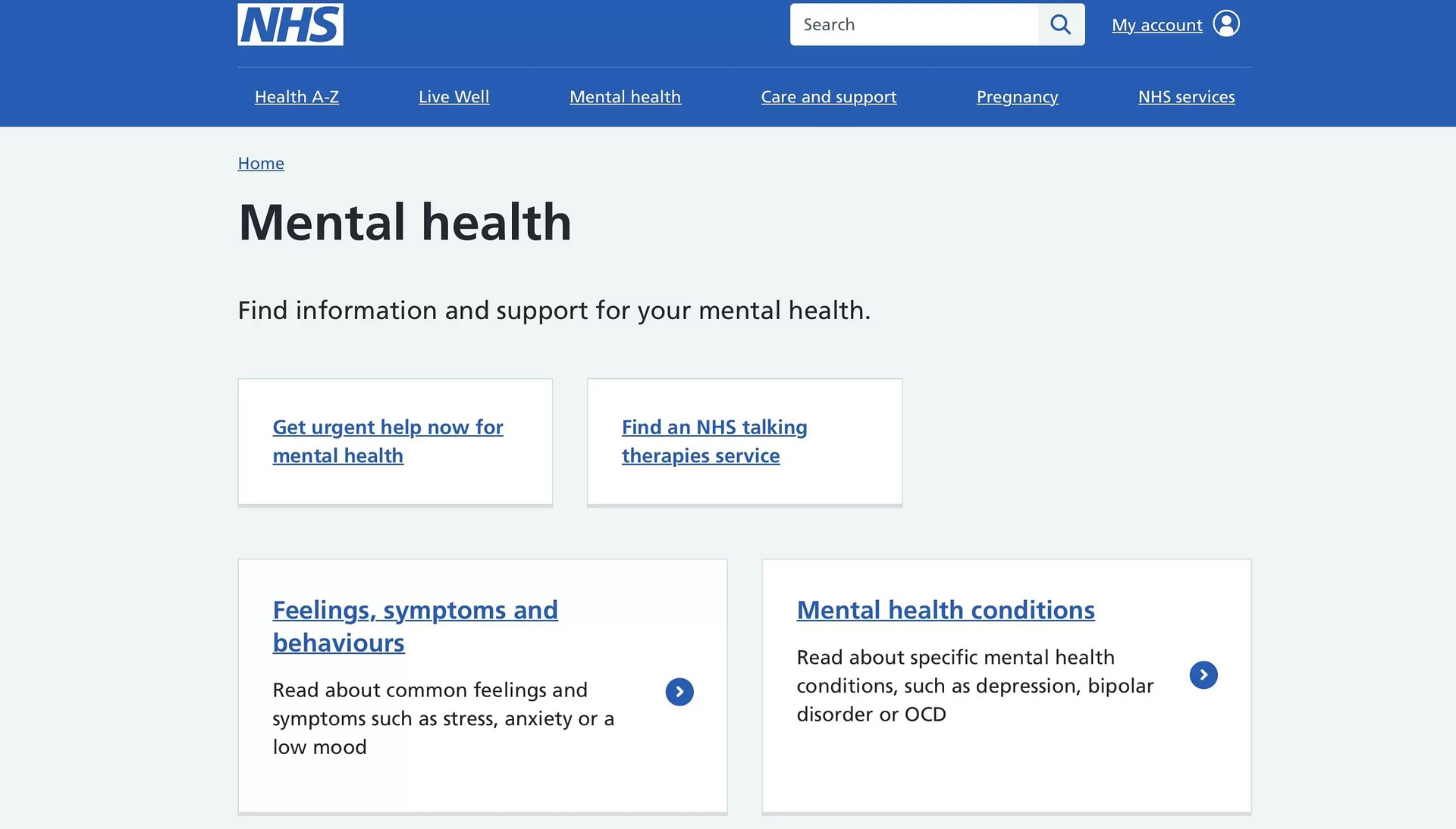 NHS Mental Health Support - Specialist Support